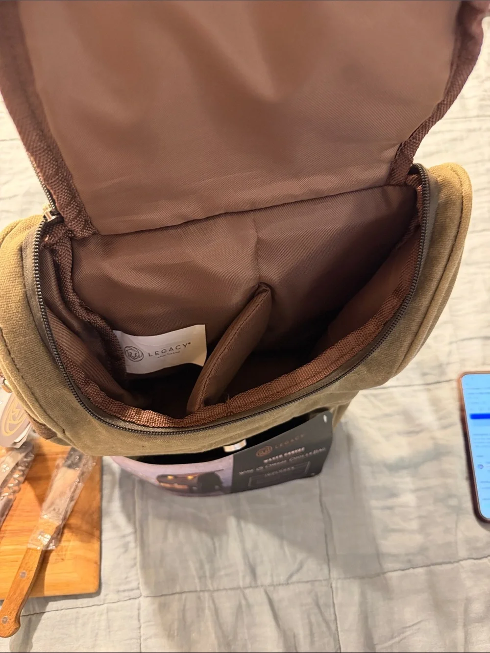Legacy Olive Green & Brown Waxed Canvas Messenger Cooler Bag New with Tags